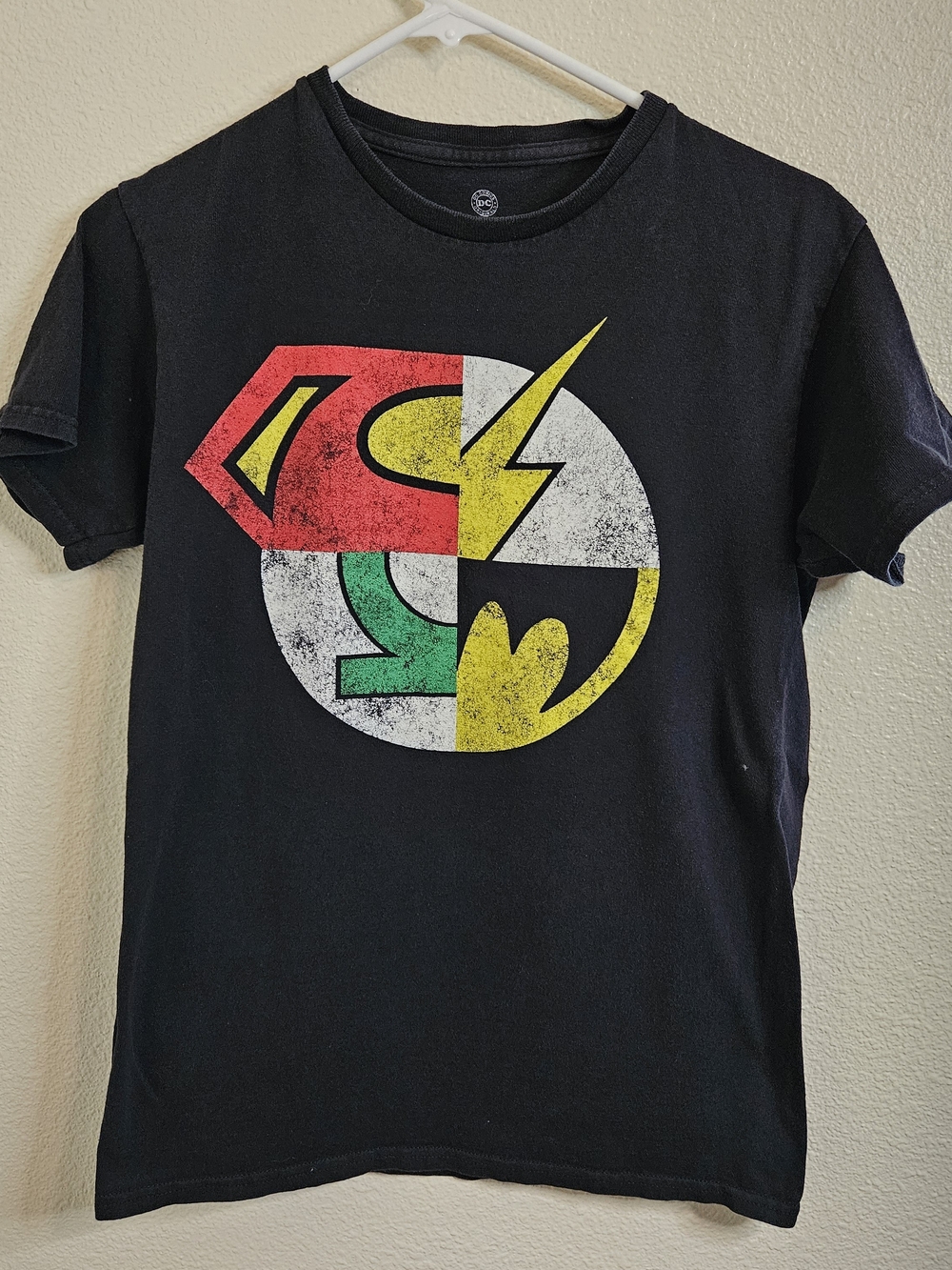 DC Comics Black Graphic Logo Tee with White Print